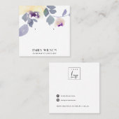 CARTE DE VISITE CARRÉ ÉCRAN DE RESTAURATION FLORALE ROSE JAUNE LILAC (Devant / Derrière)