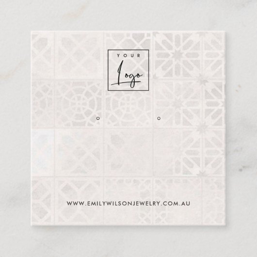 CARTE DE VISITE CARRÉ ÉCRAN D'ÉTUDE DE TEXTURE DU TILE MAROCAIN BLANC (Devant)