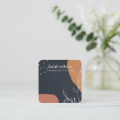 Carte De Visite Carré Écran d'oreille Abstrait Marine Orange Leafy (Debout devant)