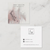 Carte De Visite Carré Écran d'oreille Abstrait Rose Gold Agate (Devant / Derrière)