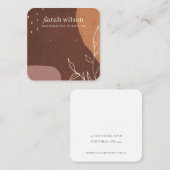 Carte De Visite Carré Écran d'oreille Abstraite rouille orange feuillu (Devant / Derrière)