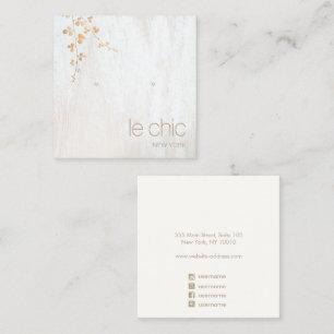 Carte De Visite Carré Écran d'oreille Carré en bois blanc de la branche