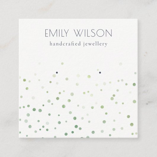 Carte De Visite Carré Écran d'oreille écossais Confetti Aquarelle verte (Devant)