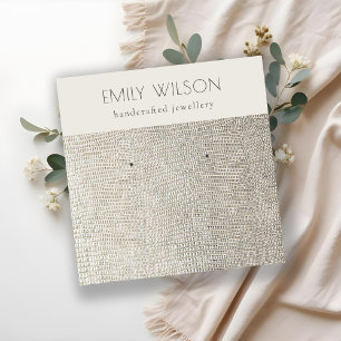 Carte De Visite Carré Écran d'oreille en cuir de perle d'argent