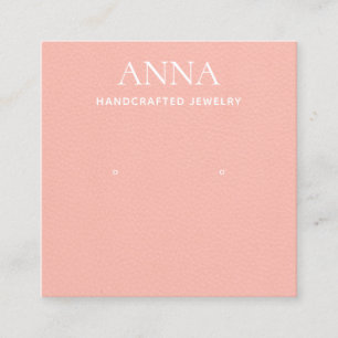 Carte De Visite Carré Écran d'oreille en cuir rose Pêche