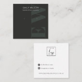 Carte De Visite Carré Écran d'oreille en noir foncé rustique (Devant / Derrière)