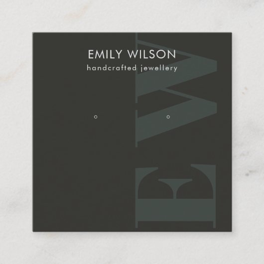 Carte De Visite Carré Écran d'oreille en noir foncé rustique (Devant)