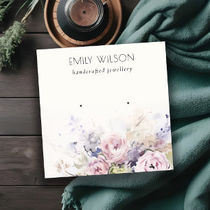 Carte De Visite Carré Écran d'oreille fleurie Rose chic Blush