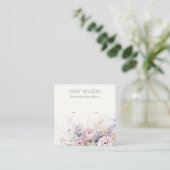 Carte De Visite Carré Écran d'oreille fleurie Rose chic Blush (Debout devant)