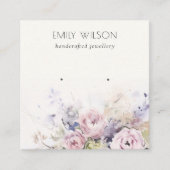 Carte De Visite Carré Écran d'oreille fleurie Rose chic Blush (Devant)