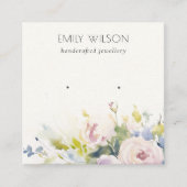 Carte De Visite Carré Écran d'oreille fleurie Rose chic Blush (Devant)