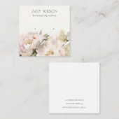 Carte De Visite Carré Écran d'oreille florale chic Blush Peony (Devant / Derrière)