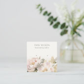 Carte De Visite Carré Écran d'oreille florale chic Blush Peony (Debout devant)