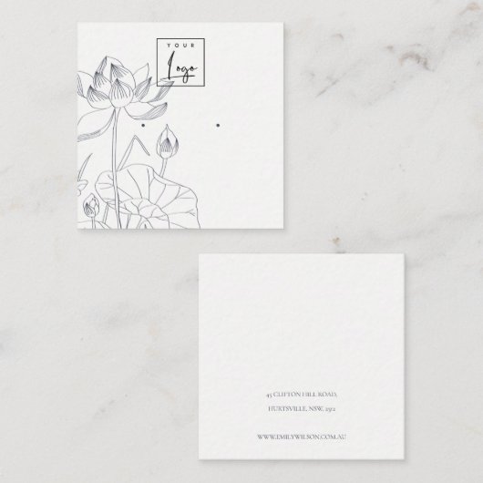 Carte De Visite Carré Écran d'oreille Flore Nénuphar minimal (Devant / Derrière)