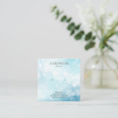 Carte De Visite Carré Écran d'oreille Glamour Blue Bokeh Bijoux (Debout devant)