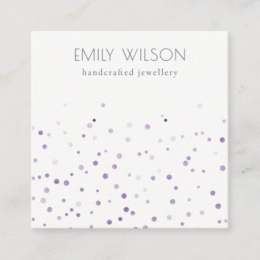 Carte De Visite Carré Écran d'oreille Lilac Aquarelle Confetti (Devant)