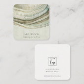 Carte De Visite Carré Écran d'oreille moite vert bleu Agate Terre (Devant / Derrière)