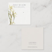 Carte De Visite Carré Écran d'oreille molle blanc Daffodil Floral (Devant / Derrière)