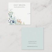 Carte De Visite Carré Écran d'oreille Pastel Blue Green Foliage Bunch (Devant / Derrière)