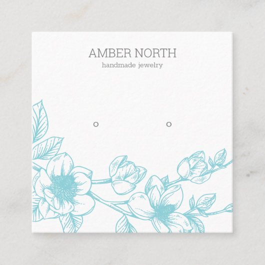 Carte De Visite Carré Écran d'oreille pour bijoux en fleurs bleues (Devant)