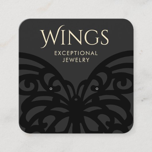 Carte De Visite Carré Écran d'oreille pour papillon noir moderne (Devant)