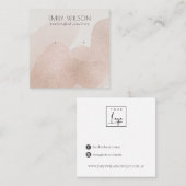 Carte De Visite Carré Écran d'oreille rose Gold Brush Stroke (Devant / Derrière)
