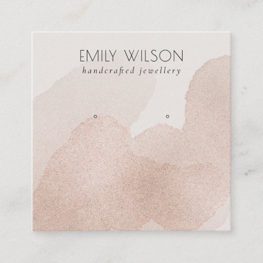 Carte De Visite Carré Écran d'oreille rose Gold Brush Stroke (Devant)