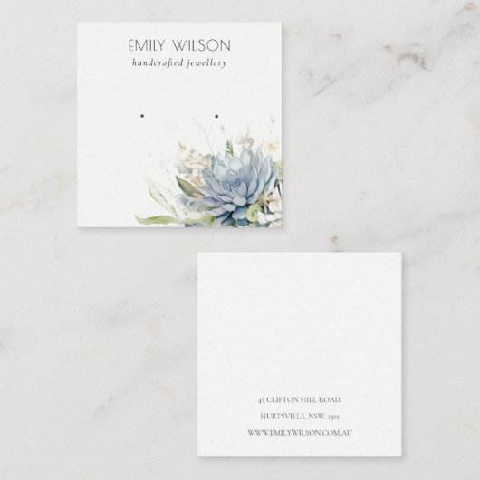 Carte De Visite Carré Écran d'oreille souple bleu vert brillant (Devant / Derrière)