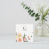 Carte De Visite Carré Écran Pastel Blush Rose Floral Bunch Collier (Debout devant)
