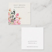 Carte De Visite Carré Écran Pastel Blush Rose Floral Bunch Collier (Devant / Derrière)