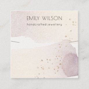 Carte De Visite Carré Écran Pink Blush Blue Bell Floral Bunch Collier