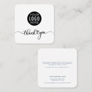 Carte De Visite Carré Écriture de logo d'entreprise moderne Merci