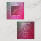 Carte De Visite Carré Écriture manuscrite d'un Modèle d'Parties scintill (Devant / Derrière)