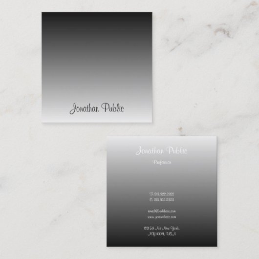 Carte De Visite Carré Écriture manuscrite moderne Script Texte Modèle él (Devant / Derrière)