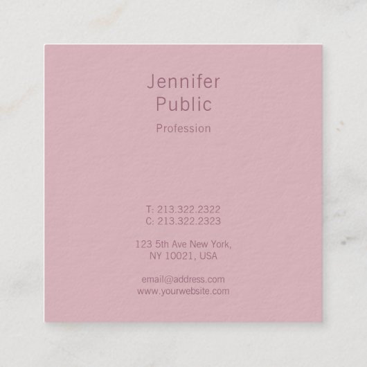 Carte De Visite Carré Écriture manuscrite Nom du script Moderne Modèle é (Dos)