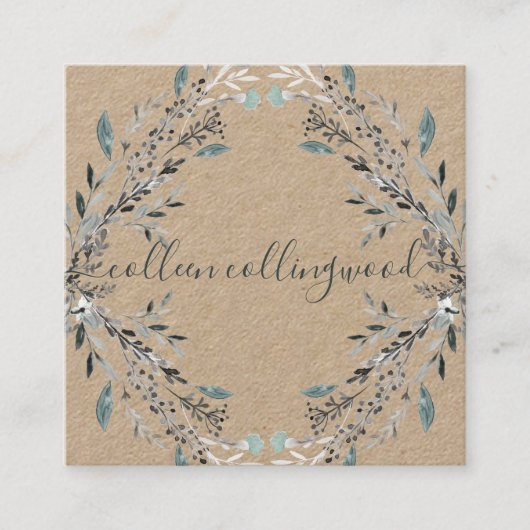 Carte De Visite Carré Écriture manuscrite papier Kraft moderne professio (Devant)