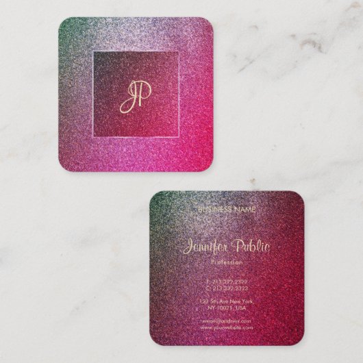 Carte De Visite Carré Écriture manuscrite Script Modern Elite Parties sc (Devant / Derrière)