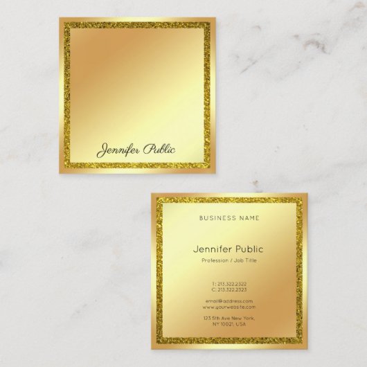 Carte De Visite Carré Écriture manuscrite Script moderne Parties scintil (Devant / Derrière)