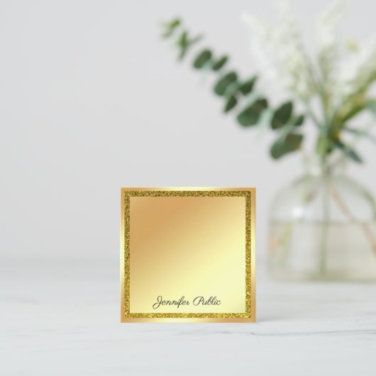 Carte De Visite Carré Écriture manuscrite Script moderne Parties scintil (Debout devant)