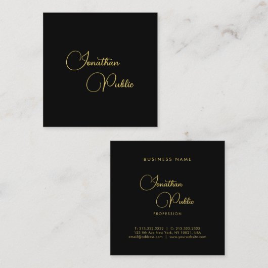 Carte De Visite Carré Écriture manuscrite tendance Nom du script Modèle  (Devant / Derrière)