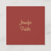 Carte De Visite Carré Écriture moderne Nom Script Modèle élégant (Devant)