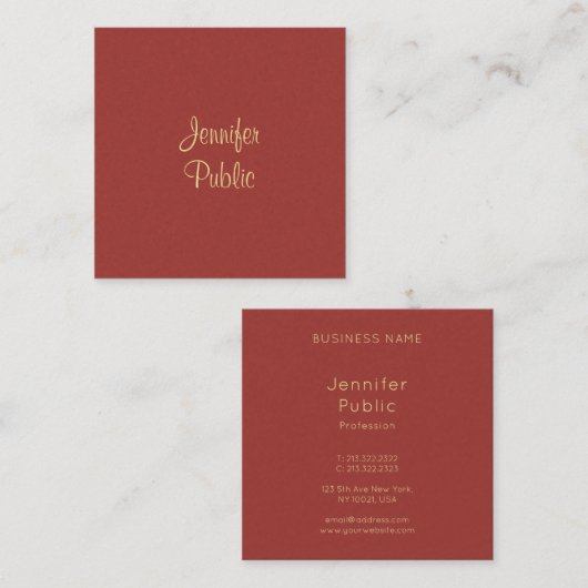 Carte De Visite Carré Écriture moderne Nom Script Modèle élégant (Devant / Derrière)