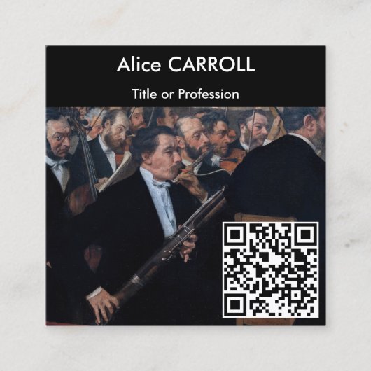 Carte De Visite Carré Edgar Degas - Orchestre à l'Opéra - QR Code (Devant)