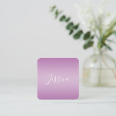 Carte De Visite Carré Editable Soft Mauve Ombre & White Text Script (Debout devant)