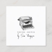 Carte De Visite Carré Éditeur de machine à écrire Code QR Icône des médi (Dos)