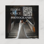 Carte De Visite Carré Editorial Photo Logo QR Code Square Business Card (Devant)