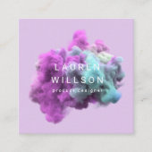 Carte De Visite Carré Effet Fumée violette et bleue Moderne (Devant)