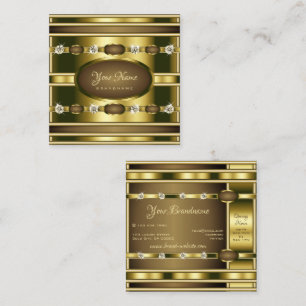 Carte De Visite Carré Effet Or de luxe avec Rhinestones Faux chatoyantes