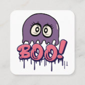Carte De Visite Carré Effrayant Boo (Dos)