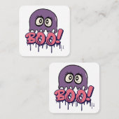 Carte De Visite Carré Effrayant Boo (Devant / Derrière)